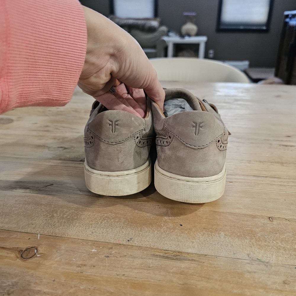 Frye Gemma Gray Kiltie Buckle Slip on Platform Sneaker Wingtip - Picture 7 of 10